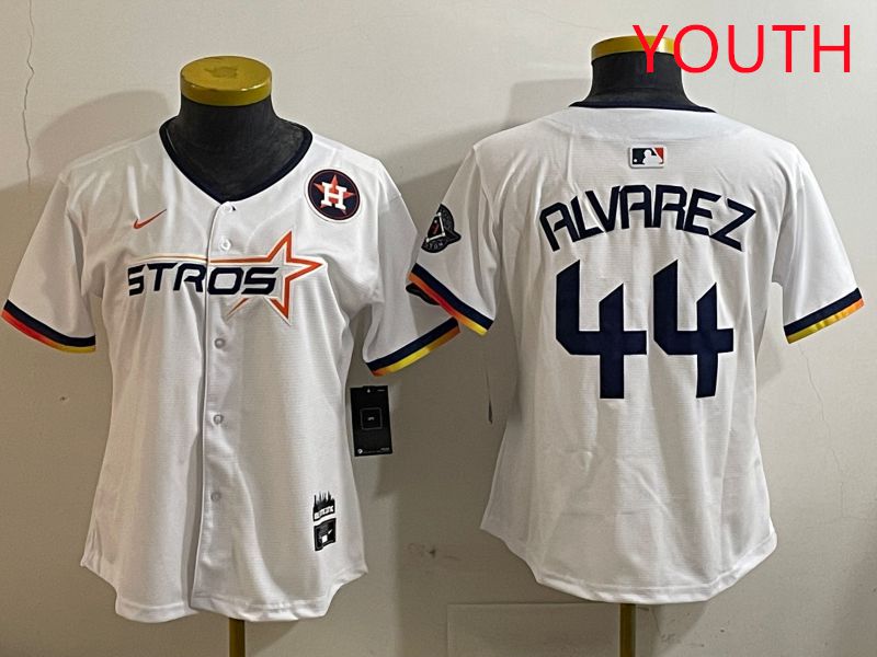 Youth Houston Astros #44 Alvarez White three generations Joint Name Nike 2025 MLB Jersey style 11